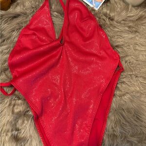 Red Shimmer One-Piece Swimsuit
